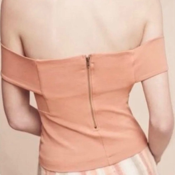 Anthropologie Deletta Off the Shoulder Top Size Small Peachy Rose Ponte‎ Knit - Picture 3 of 11